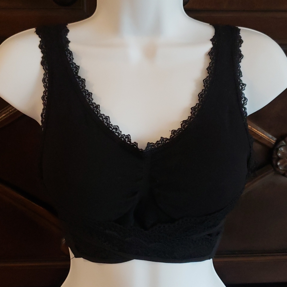 NWOT 2 black bras,one still in bag, XL but small.